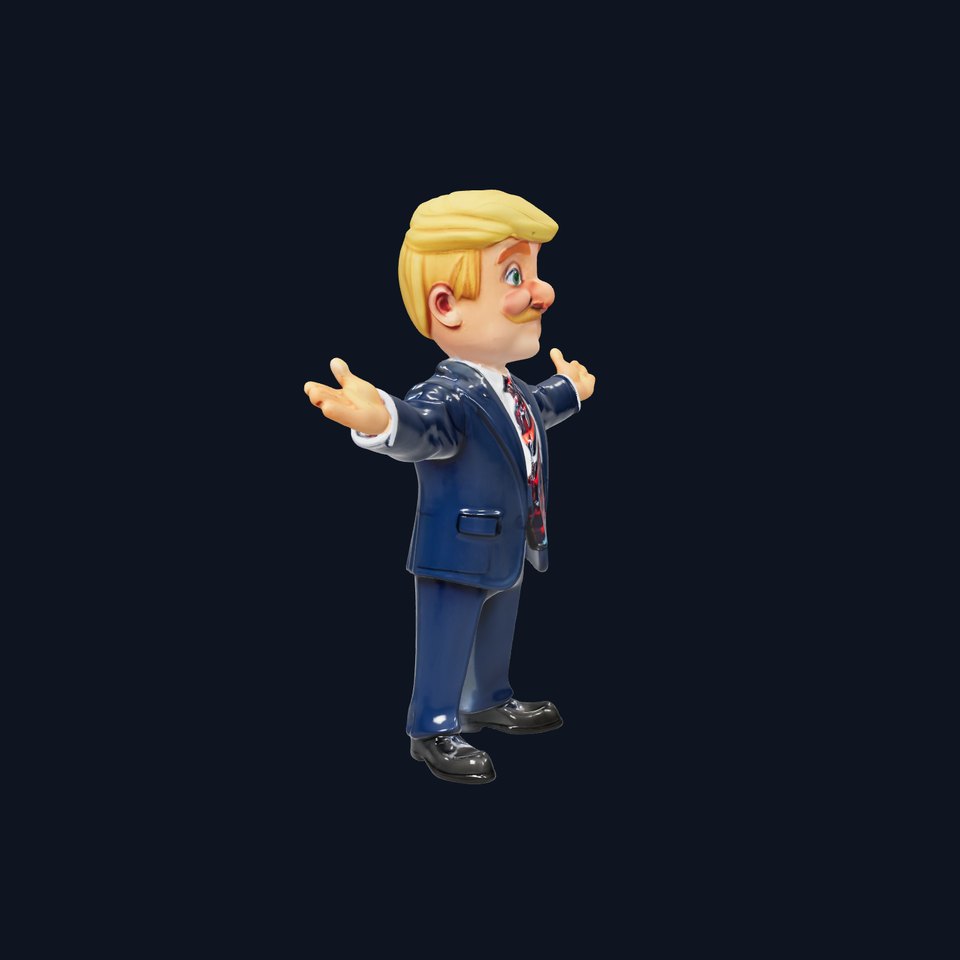 Blonde Businessman Character in Suit Rigged and Animated